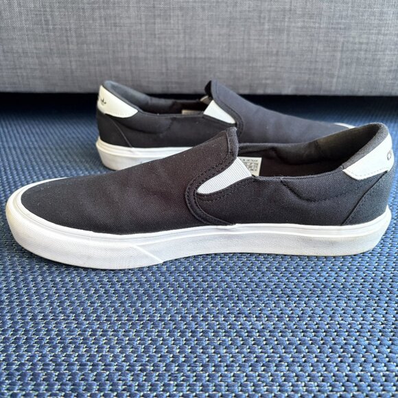 Adidas Court Rallye Slip-On Shoes Black Canvas Trefoil Men's 10.5 - Pre-owned - Picture 7 of 10